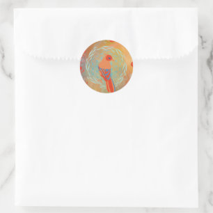 Fleur de vie oiseau classic round sticker