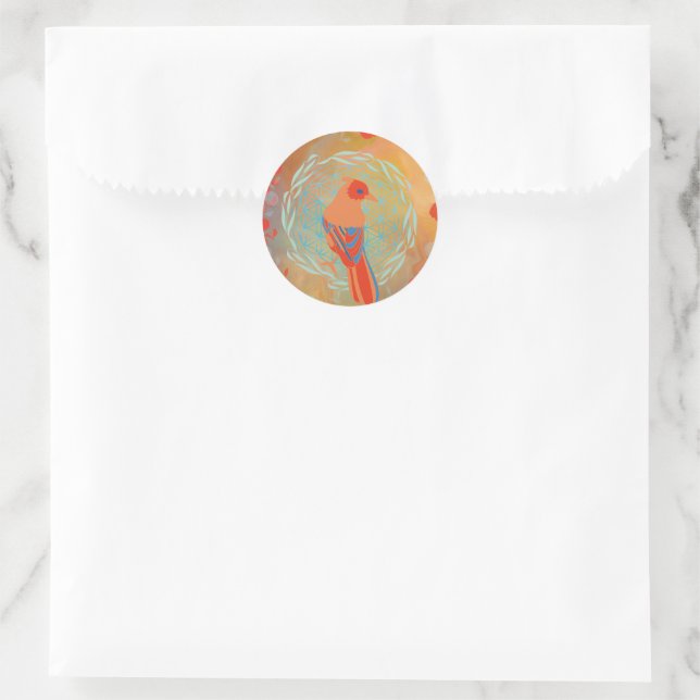 Fleur de vie oiseau classic round sticker (Bag)