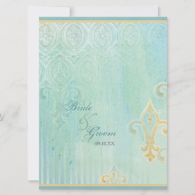 Fleur di Lys Damask 2 - Wedding Invitation (Front)