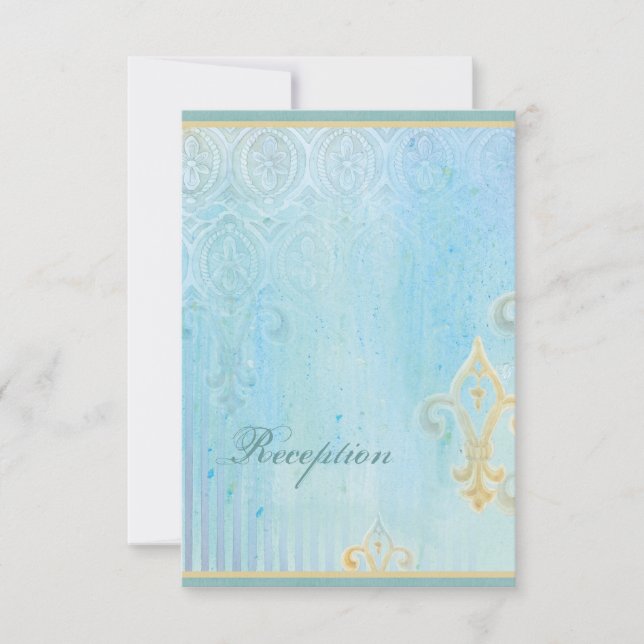 Fleur di Lys Damask 2 - Wedding RSVP Response Card (Front)