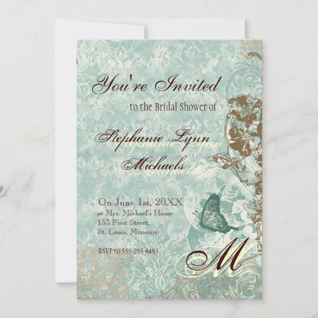 Fleur di Lys Damask - Bridal Shower Invitation (Front)