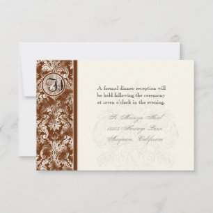 Fleur di Lys Damask - Brown Reception Invitation