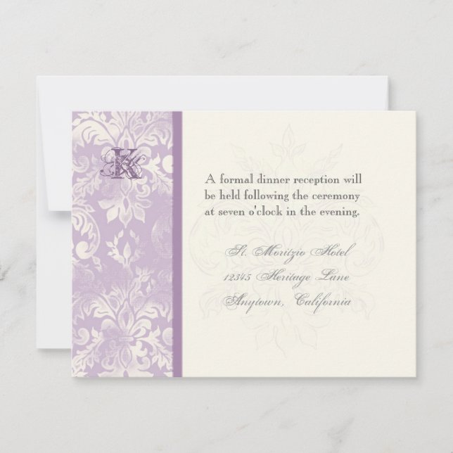 Fleur di Lys Damask - Lilac Reception Invitation (Front)
