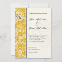 Fleur di Lys Damask - Mustard Wedding Invitation