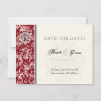 Fleur di Lys Damask - Wine Save the Date Card