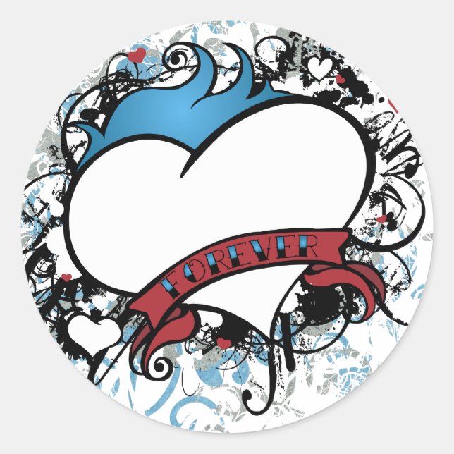 Fleur Forever Heart Classic Round Sticker (Front)