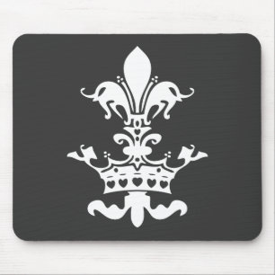 Fleur Heart Crown - Black Mouse Pad