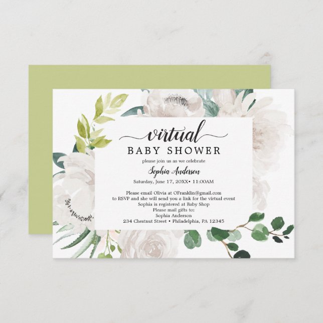Fleur Jolie Floral Virtual Baby Shower Invitation (Front/Back)
