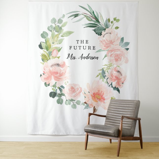 Fleur Jolie Pretty Floral Bridal Backdrop Tapestry (In Situ)