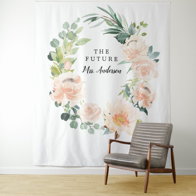 Fleur Jolie Pretty Floral Bridal Backdrop Tapestry (In Situ)