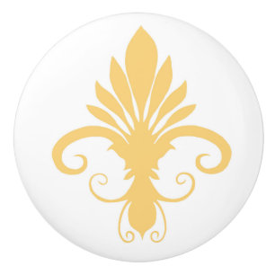 Fleur Lily Gold Ceramic Knob