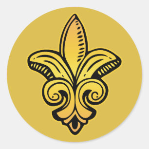 Fleur Mediaeval - Gold Classic Round Sticker