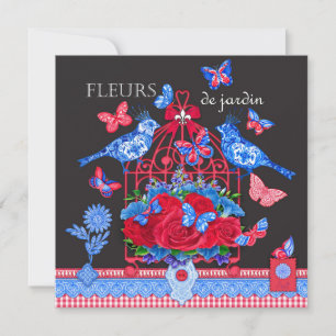 Fleur Porcelain Birds and Birdcage Card