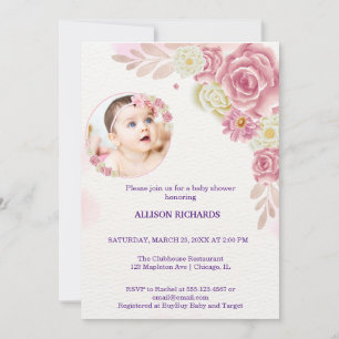 Fleur rose invitation