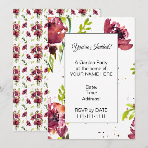 Fleur Watercolor Poppy Invitations