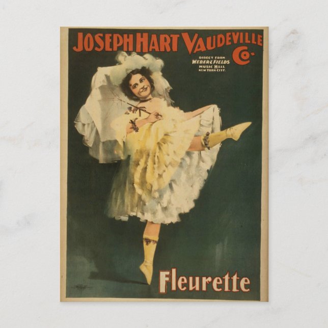 Fleurette, 'Joseph Hart Vaudeville Co.' Retro Thea Postcard (Front)