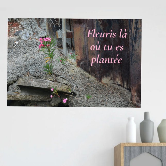 Fleuris là où tu es plantée Pink Floral Poster (Creator Uploaded)