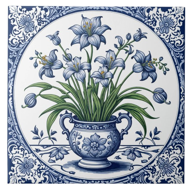 Fleurs couleur bleue tile (Front)
