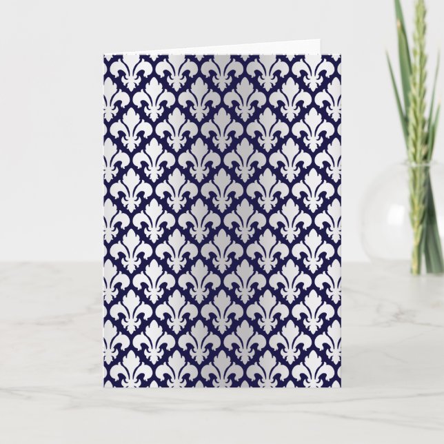 Fleurs-de-lys Silver and Blue Card (Front)