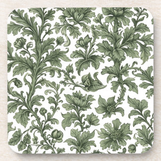fleurs et feuilles vertes coaster