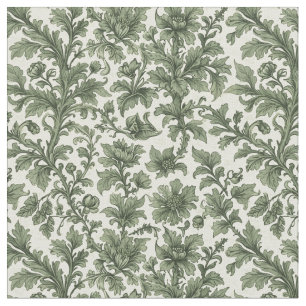 fleurs et feuilles vertes fabric