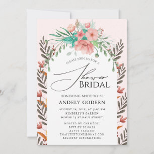 Fleurs Pastel Modern Bridal Shower Invitation