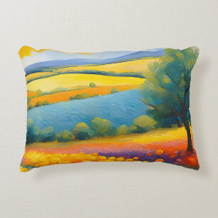 “Fleurs Tranquilles” Wide Landscape Provence Decorative Cushion