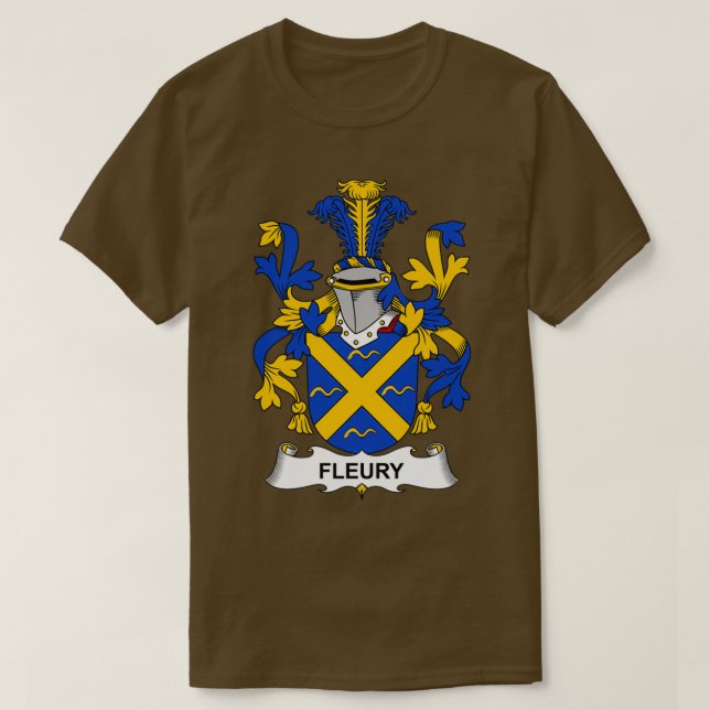 Fleury Coat of Arms Family Crest  T-Shirt (Design Front)