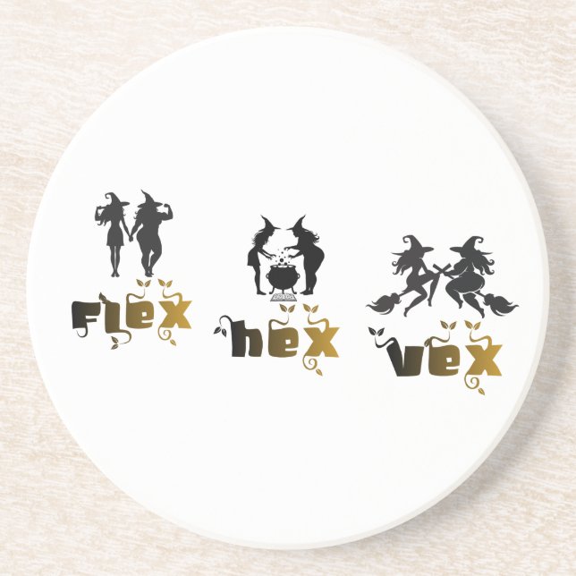 Flex. Hex. Vex. Body Positive & Diverse Witches Coaster (Front)
