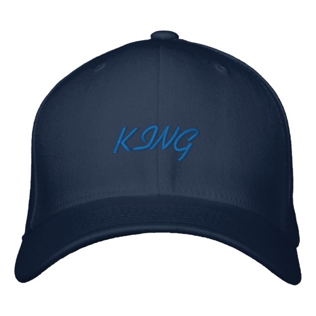 Flexfit Wool Navy Colour King Text Embroidered Hat (Front)