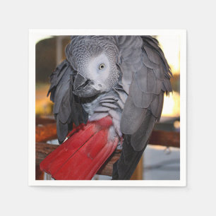 Flexible Congo African Grey Parrot with Red Tail Napkin