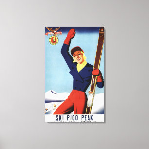 Flexible Flyer Pin-Up Skiing Girl Canvas Print