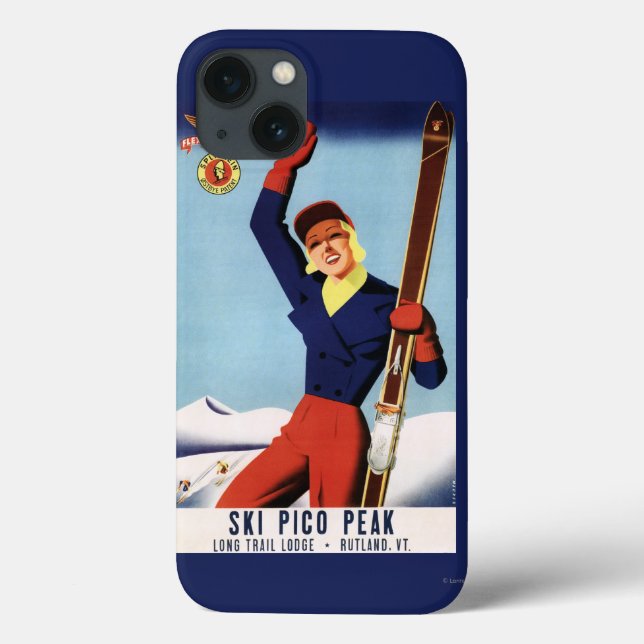 Flexible Flyer Pin-Up Skiing Girl Case-Mate iPhone Case (Back)