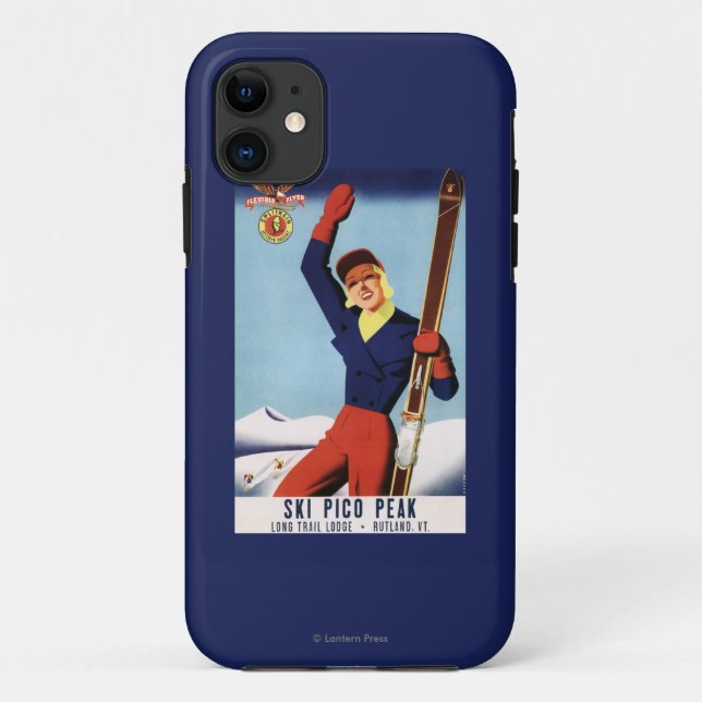 Flexible Flyer Pin-Up Skiing Girl Case-Mate iPhone Case (Back)
