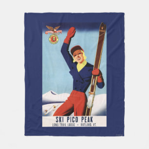 Flexible Flyer Pin-Up Skiing Girl Fleece Blanket