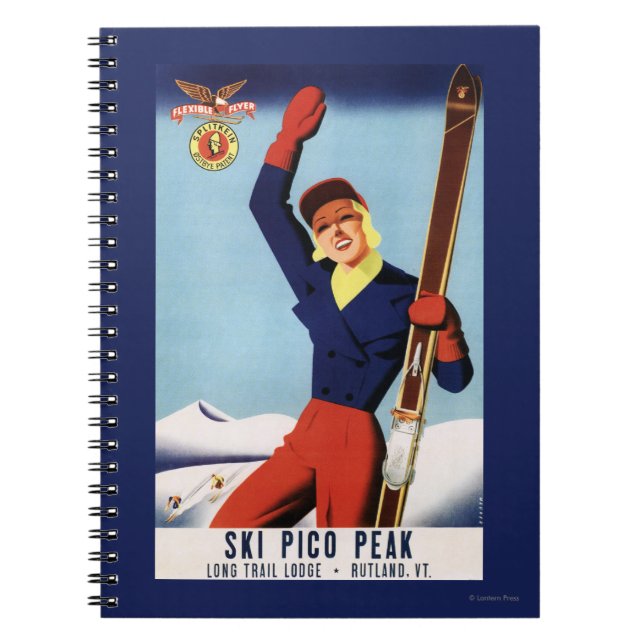 Flexible Flyer Pin-Up Skiing Girl Notebook (Front)