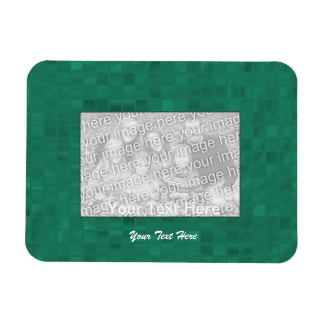 Flexible Photo Magnet - Green Mosaic Border (Horizontal)