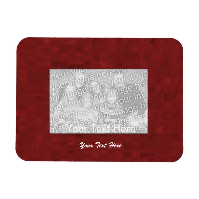 Flexible Photo Magnet - Red Mosaic Border (Horizontal)