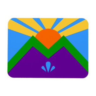 Flexible photo magnet with flag of Manitou Springs