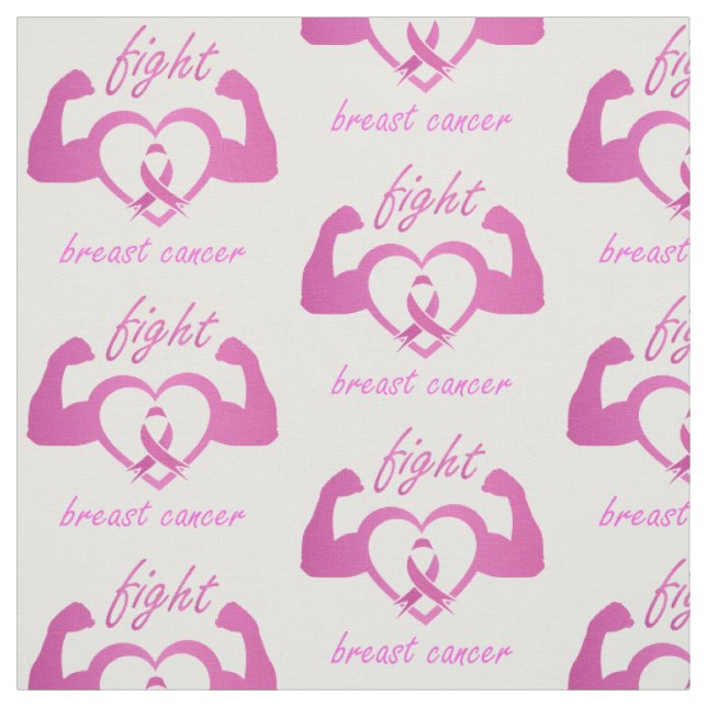 Flexing arms to fight breast cancer fabric (Swatch)
