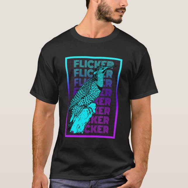 Flicker Bird Vintage Retro Flicker T-Shirt (Front)