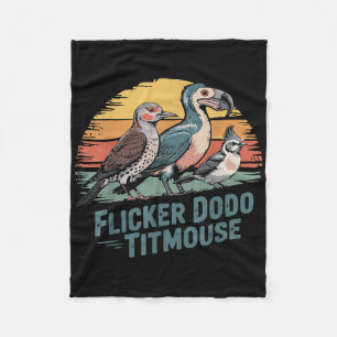 Flicker Dodo Titmouse Funny Retro Bird Lovers Desi Fleece Blanket