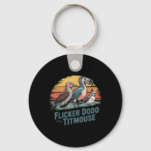 Flicker Dodo Titmouse Funny Retro Bird Lovers Desi Key Ring