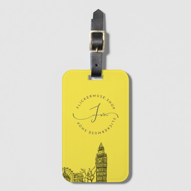 Flickermuse Luggage Tag (Yellow) (Front Vertical)