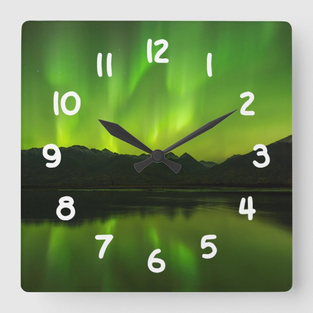 Flicking Aurora Square Wall Clock (Front)