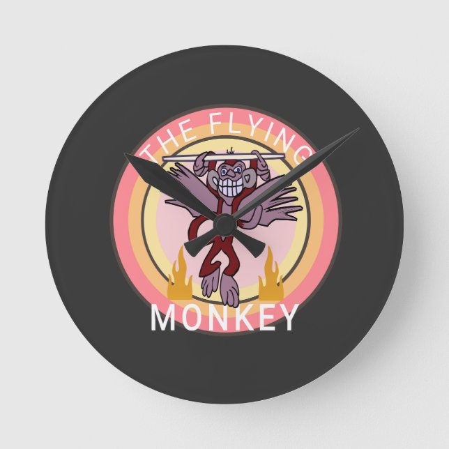 Fliegende Affe kawaii Round Clock (Front)