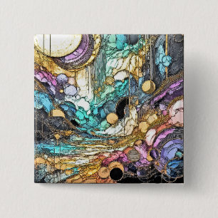 Fliesender Goldfluss 15 Cm Square Badge