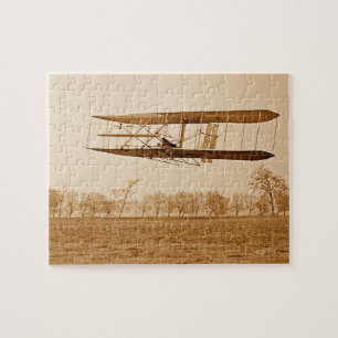 Flight 85 Orville Wright Bi-plane C 1904 Sepia  Ji Jigsaw Puzzle
