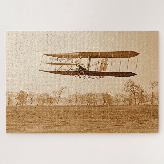 Flight 85 Orville Wright Bi-plane C 1904 Sepia  Jigsaw Puzzle (Horizontal)
