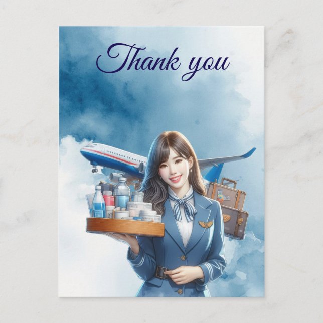 Flight attendance Air Hostess serving drinks Postcard (Front)